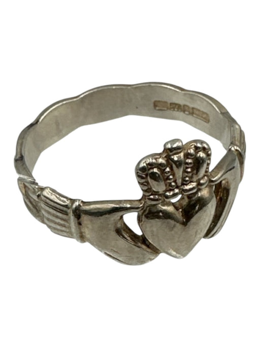 Silver 925 Silver Braided Detail Heart hand Ring Silver