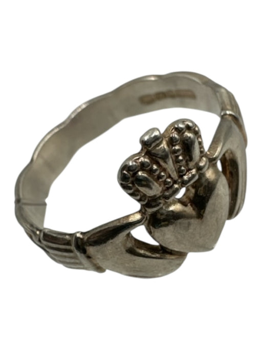Silver 925 Silver Braided Detail Heart hand Ring Silver