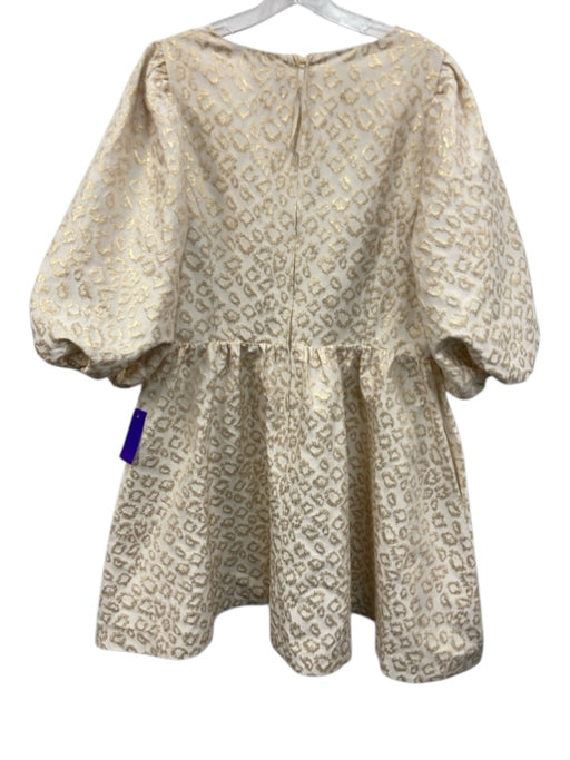 Lilly Pulitzer Size 16 Cream & Gold Polyester Blend Shimmer Leopard Print Dress Cream & Gold / 16