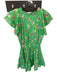 Alivia Size M Green & Yellow Cotton Short Sleeve Flowers Elastic Waist Dress Green & Yellow / M