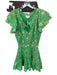 Alivia Size M Green & Yellow Cotton Short Sleeve Flowers Elastic Waist Dress Green & Yellow / M