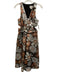Julie Brown Size 2 Brown, Silver & Black Sleeveless Floral Wide Leg Jumpsuit Brown, Silver & Black / 2