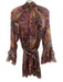 Misa Size XS Pink, Orange, Purple Polyester Long Sleeve Floral Shirred Dress Pink, Orange, Purple / XS