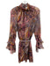 Misa Size XS Pink, Orange, Purple Polyester Long Sleeve Floral Shirred Dress Pink, Orange, Purple / XS