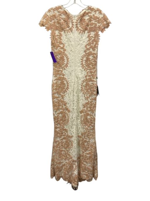 Tadashi Shoji Size 4 Blush & White Cap Sleeve Floral Lace Darted Gown Blush & White / 4