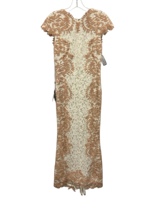 Tadashi Shoji Size 4 Blush & White Cap Sleeve Floral Lace Darted Gown Blush & White / 4