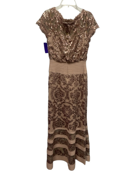 Tadashi Shoji Size 2 Blush Beige Nylon Blend Cap Sleeve Floral Sequin Sheer Gown Blush Beige / 2