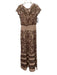 Tadashi Shoji Size 2 Blush Beige Nylon Blend Cap Sleeve Floral Sequin Sheer Gown Blush Beige / 2