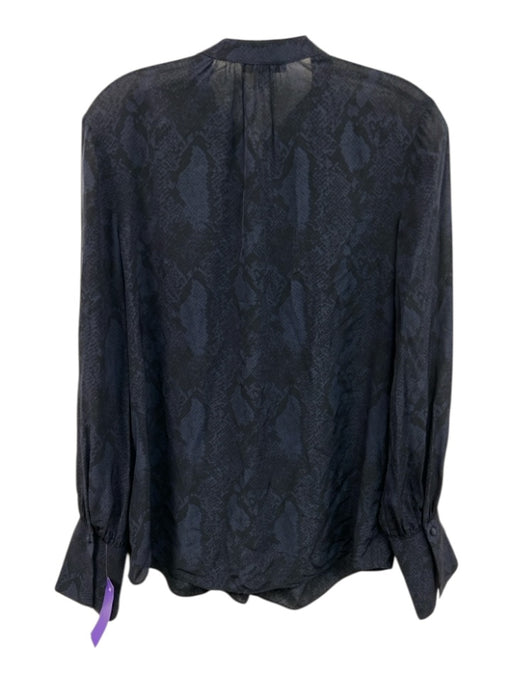 Joie Size Small Navy & Black Viscose Button Front Snake Skin Print Top Navy & Black / Small