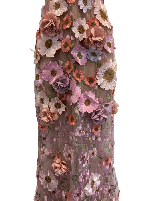 Bronx & Banco Size M Mixed Pinks Viscose Blend Strapless Floral Applique Gown Mixed Pinks / M