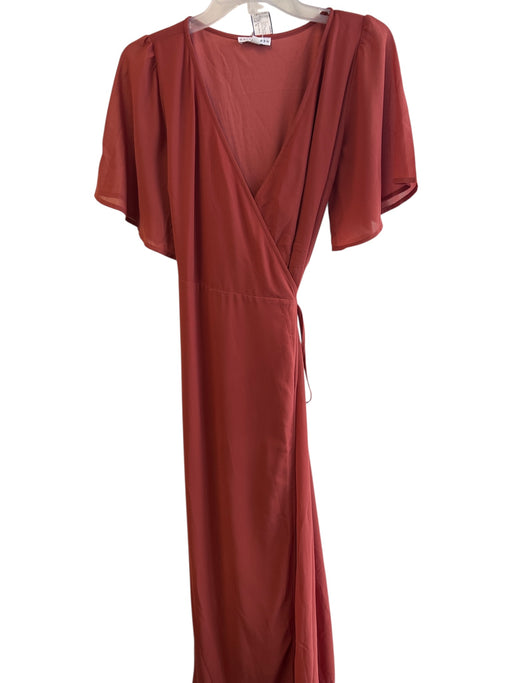 Baltic Born Size S Red Polyester V Neck Short Sleeve Wrap Maxi Dress Red / S