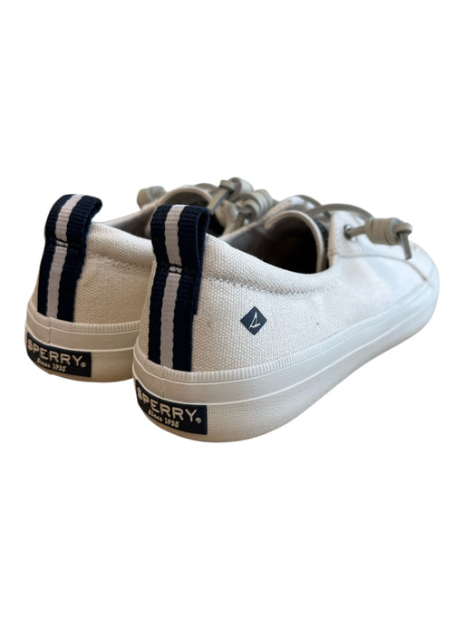 Sperry Shoe Size 7.5 White Canvas Round Almond Toe lace up Low Top Sneaker Shoes White / 7.5