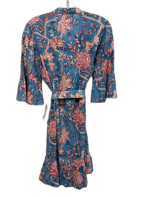 Perry Walker Size 1/S Blue, Pink, Beige Cotton 1/2 Bell Sleeve Buttons Dress Blue, Pink, Beige / 1/S