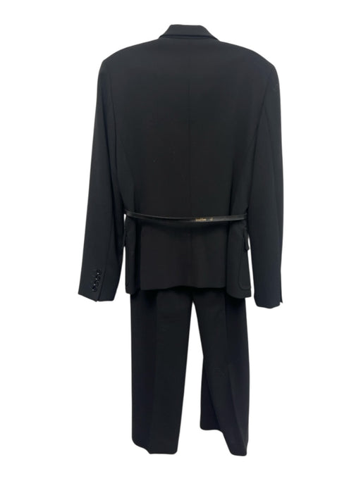 Max Mara Size 8 Black Wool Blend Belt Detail Blazer Side Zip Pant Set Black / 8