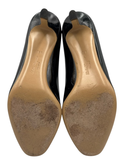 Salvatore Ferragamo Shoe Size 9.5 Black Leather Upper Patent Vara Bow Pumps Black / 9.5