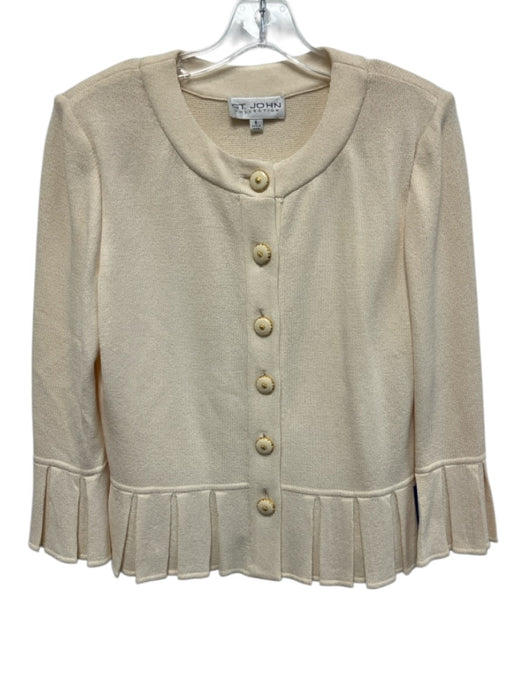 St. John Collection Size 6 Cream White No Fabric Tag Knit Button Front Jacket Cream White / 6