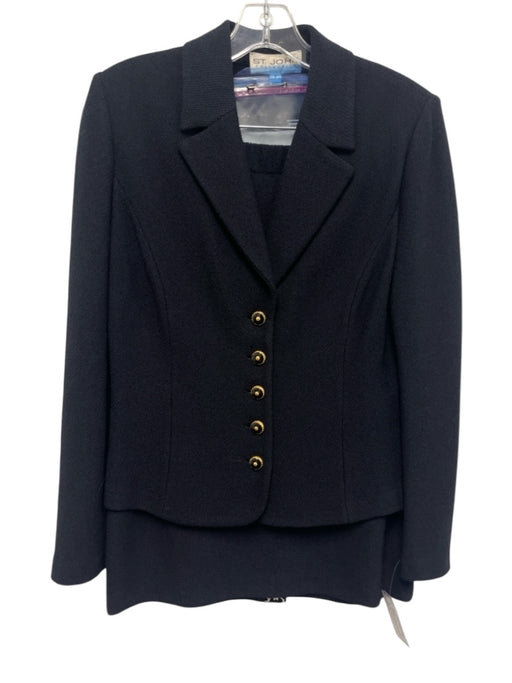 St. John Collection Size 6 Midnight blue Wool Blend Knit Button Front Skirt Set Midnight blue / 6