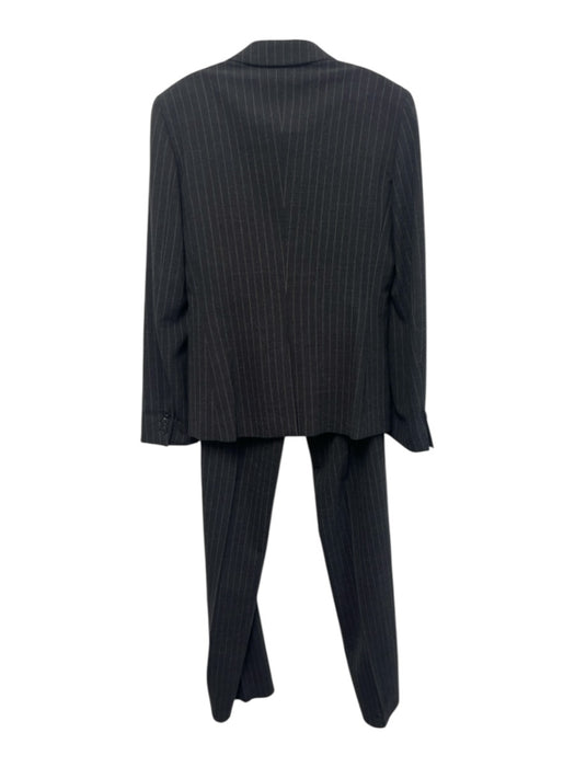 Max Mara Size 10 Black & Gray Wool Blend Pinstripe Tie Front Blazer Pant Set Black & Gray / 10