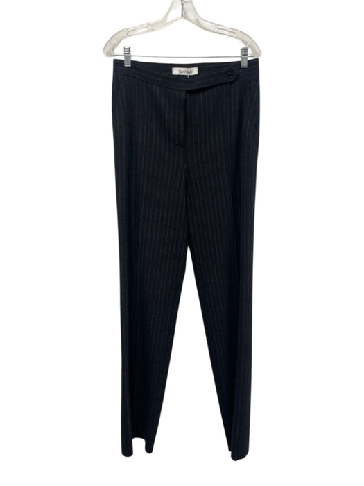 Max Mara Size 10 Black & Gray Wool Blend Pinstripe Tie Front Blazer Pant Set Black & Gray / 10