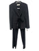 Max Mara Size 10 Black & Gray Wool Blend Pinstripe Tie Front Blazer Pant Set Black & Gray / 10
