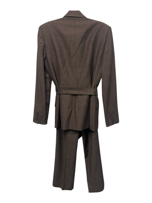 Oscar by Oscar de la Renta Size 6 Brown Wool Blend Button Front Pant Set Brown / 6