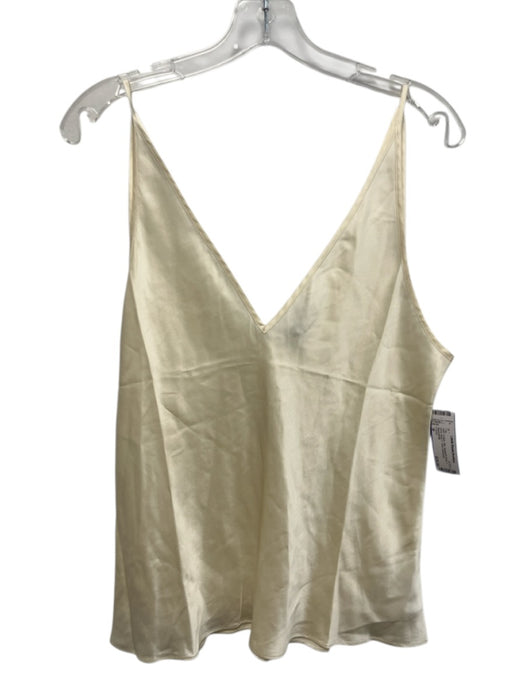 J Crew Size M Cream Silk Spaghetti Strap V Neck Back V Tank Top Cream / M