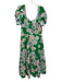 Tanya Taylor Size 6 Green, Pink, Blue Cotton Short Puff Sleeve Square Neck Dress Green, Pink, Blue / 6