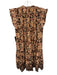 Sea New York Size M Brown, Beige & Red Cotton Floral Ruffle Cap Sleeve Dress Brown, Beige & Red / M
