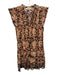 Sea New York Size M Brown, Beige & Red Cotton Floral Ruffle Cap Sleeve Dress Brown, Beige & Red / M