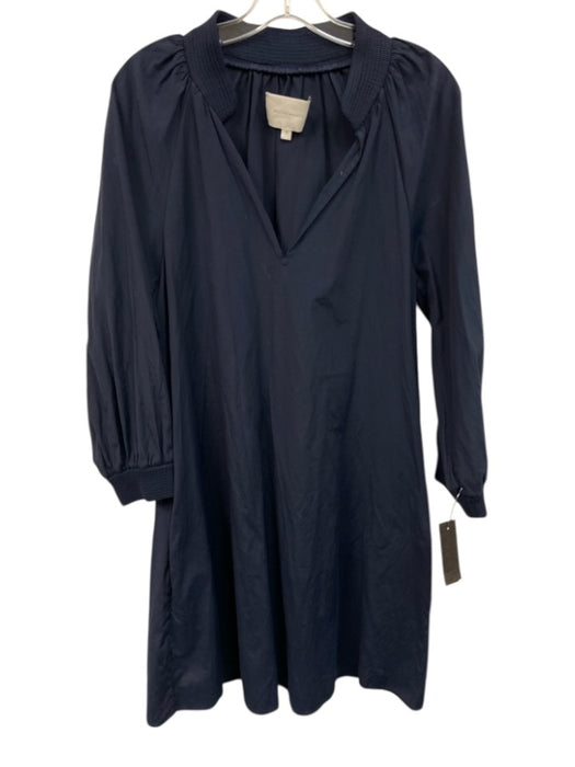 Brochu Walker Size M Navy Blue Polyester Blend Long Balloon Sleeve V Neck Dress Navy Blue / M
