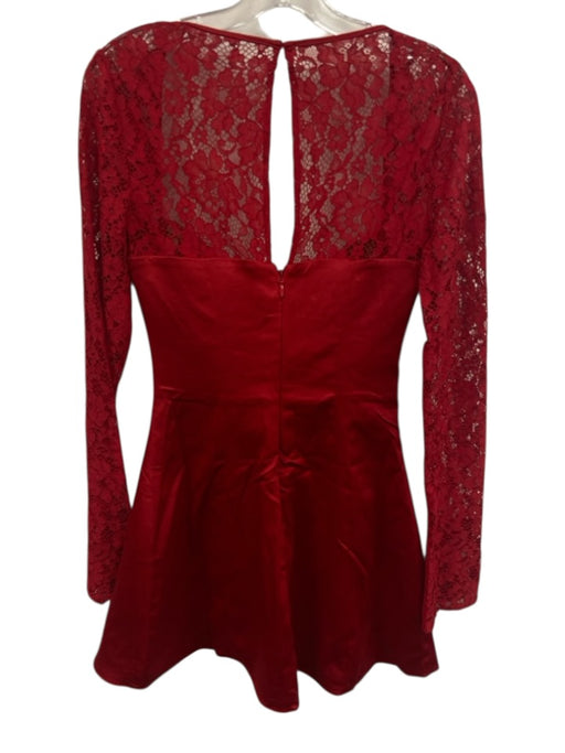 House of CB Size S Red Polyester Long Bell Sleeve Crochet Lace Underwire Dress Red / S