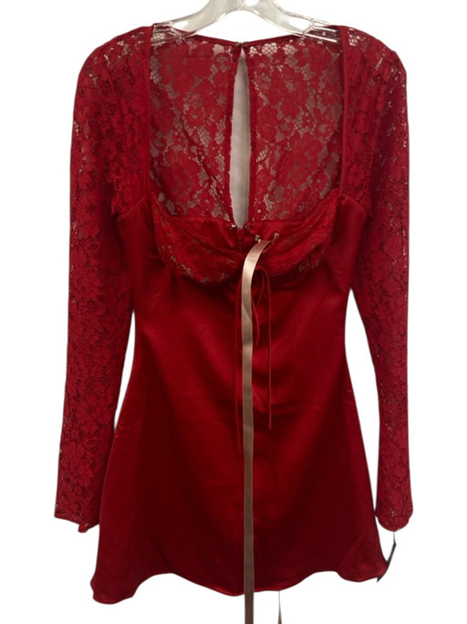 House of CB Size S Red Polyester Long Bell Sleeve Crochet Lace Underwire Dress Red / S