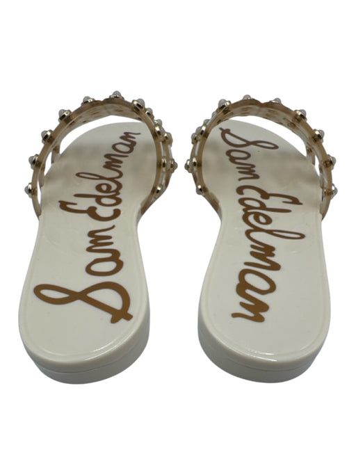 Sam Edelman Shoe Size 8 Cream & Gold Rubber Faux Opal Studded Slide Mule Sandals Cream & Gold / 8
