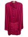 Ramy Brook Size 6 Hot pink Polyester Long Bell Sleeve Buttons Ruched side Dress Hot pink / 6