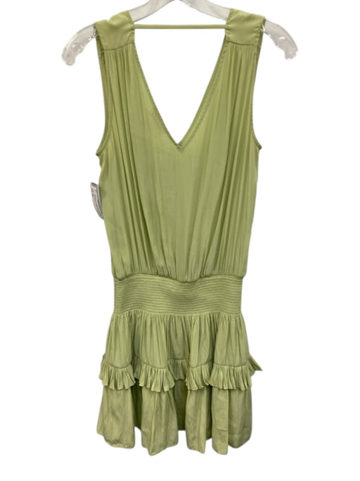 Ramy Brook Size XS Light Green Polyester Sleeveless V Neck Smocked Waist Dress Light Green / XS