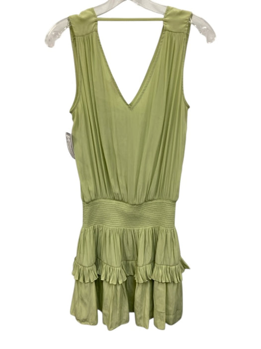 Ramy Brook Size XS Light Green Polyester Sleeveless V Neck Smocked Waist Dress Light Green / XS
