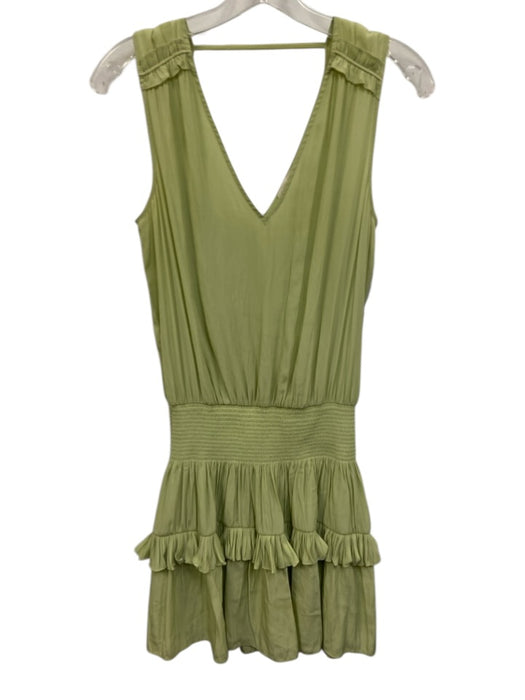 Ramy Brook Size XS Light Green Polyester Sleeveless V Neck Smocked Waist Dress Light Green / XS