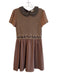 Esley Size Small Brown Polyester & Rayon Round Neck Short Sleeve Collared Dress Brown / Small