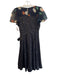Moulinette Soeurs Size 0P Black & Green Viscose V Neck Back Zip Dress Black & Green / 0P