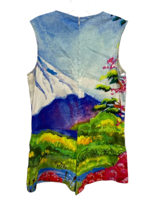 Desigual Size L Blue, Pink, Green Viscose & Polyamide Sleeveless Scenery Dress Blue, Pink, Green / L