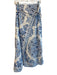 Calypso St. Barth Size S White & Blue Linen & Rayon Side Tie Elastic Waist Skirt White & Blue / S