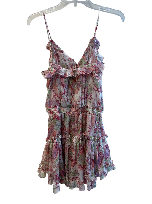 Misa Size XS Pink & Multi Polyester Spaghetti Strap Floral Print Tiered Top Pink & Multi / XS