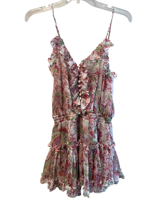 Misa Size XS Pink & Multi Polyester Spaghetti Strap Floral Print Tiered Top Pink & Multi / XS