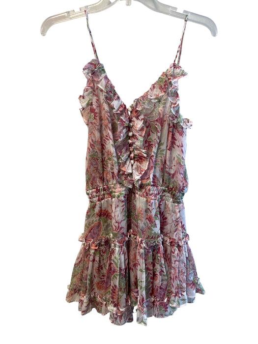 Misa Size XS Pink & Multi Polyester Spaghetti Strap Floral Print Tiered Top Pink & Multi / XS