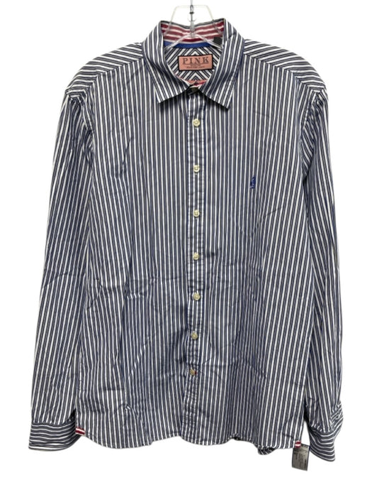Thomas Pink Size M Blue & White Cotton Striped Button up Men's Long Sleeve Shirt Blue & White / M
