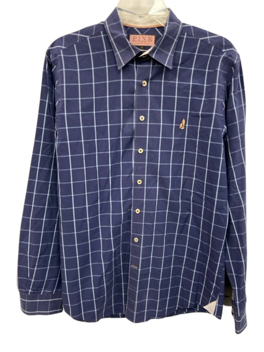 Thomas Pink Size S Blue & Light Blue Cotton Grid Button Up Long Sleeve Shirt Blue & Light Blue / S