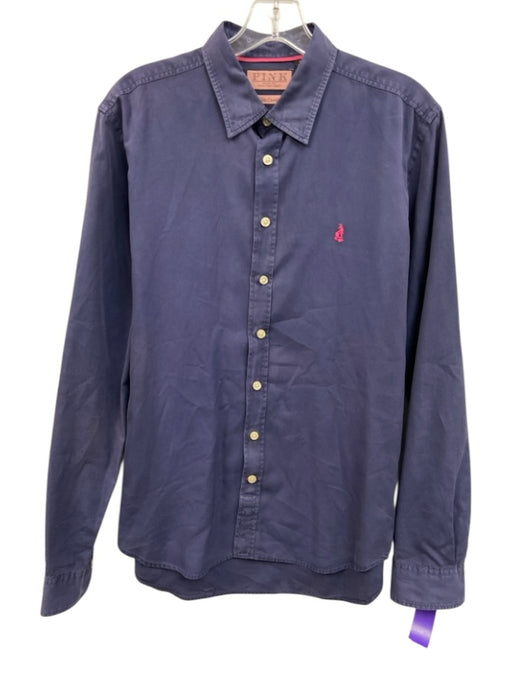 Thomas Pink Size S Blue Cotton Solid Button Up Point Collar Long Sleeve Shirt Blue / S