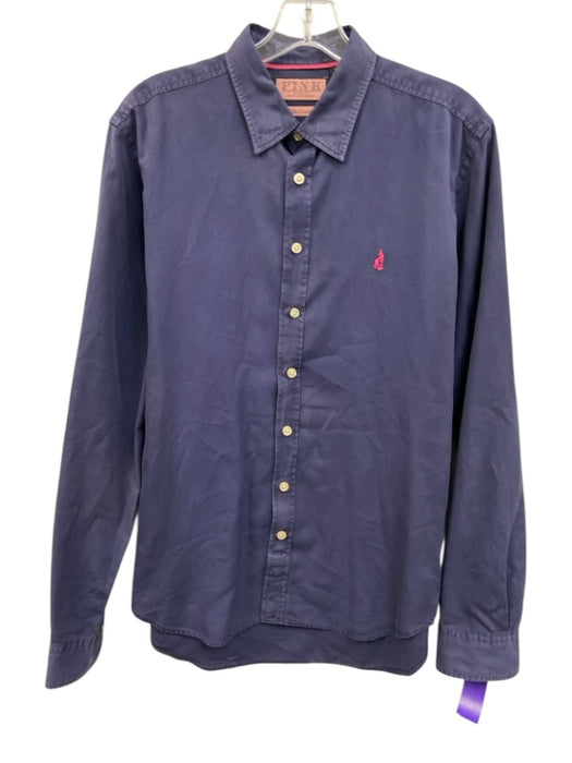 Thomas Pink Size S Blue Cotton Solid Button Up Point Collar Long Sleeve Shirt Blue / S