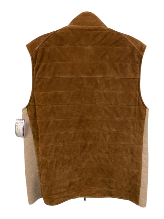 Luciano Barbera Size 50 Brown Suede Solid Vest Men's Jacket Brown / 50