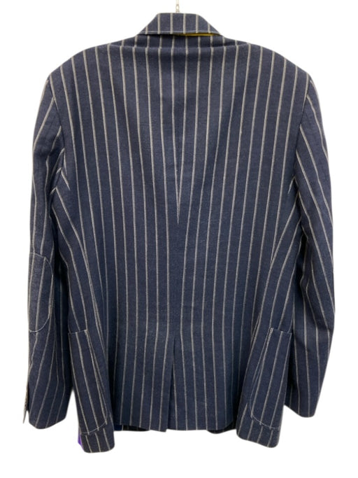 Thomas Pink Blue & Beige Wool Blend Striped Patch Pocket Men's Blazer Blue & Beige / 40